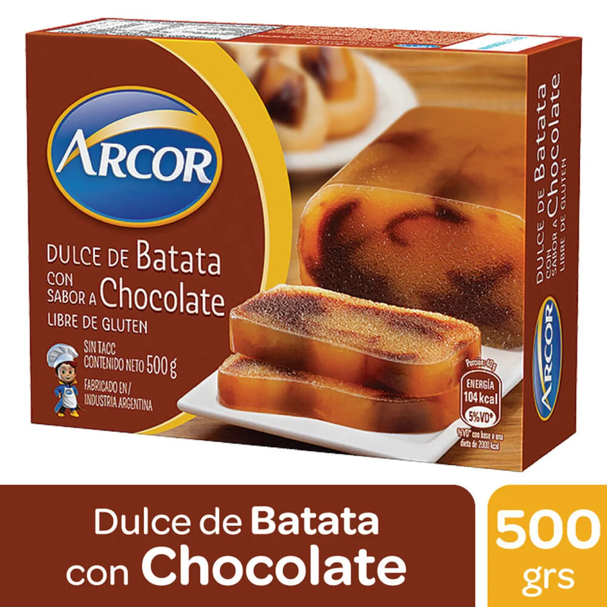Dulce de batata Arcor con chocolate estuche 500 g.