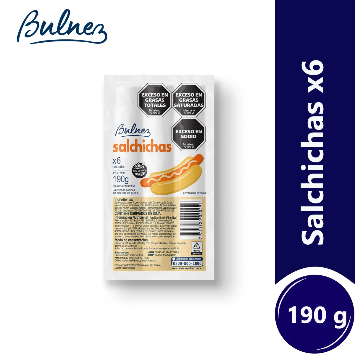 Salchichas Bulnez x6 190 grs