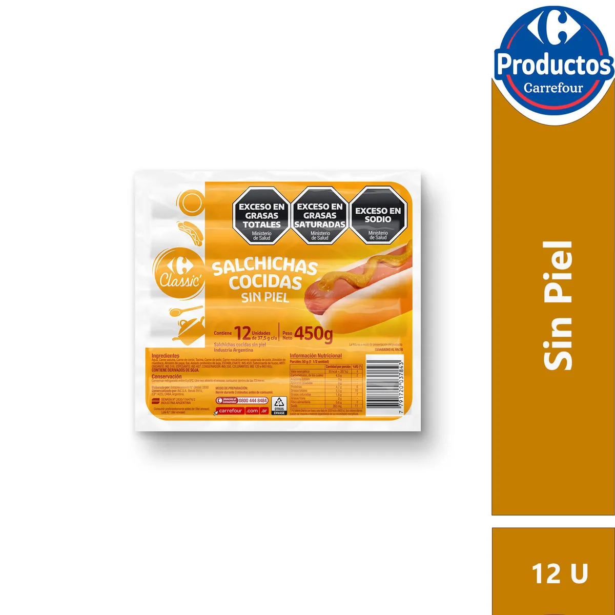 Salchichas clásicas Carrefour Classic flowpack 12 uni