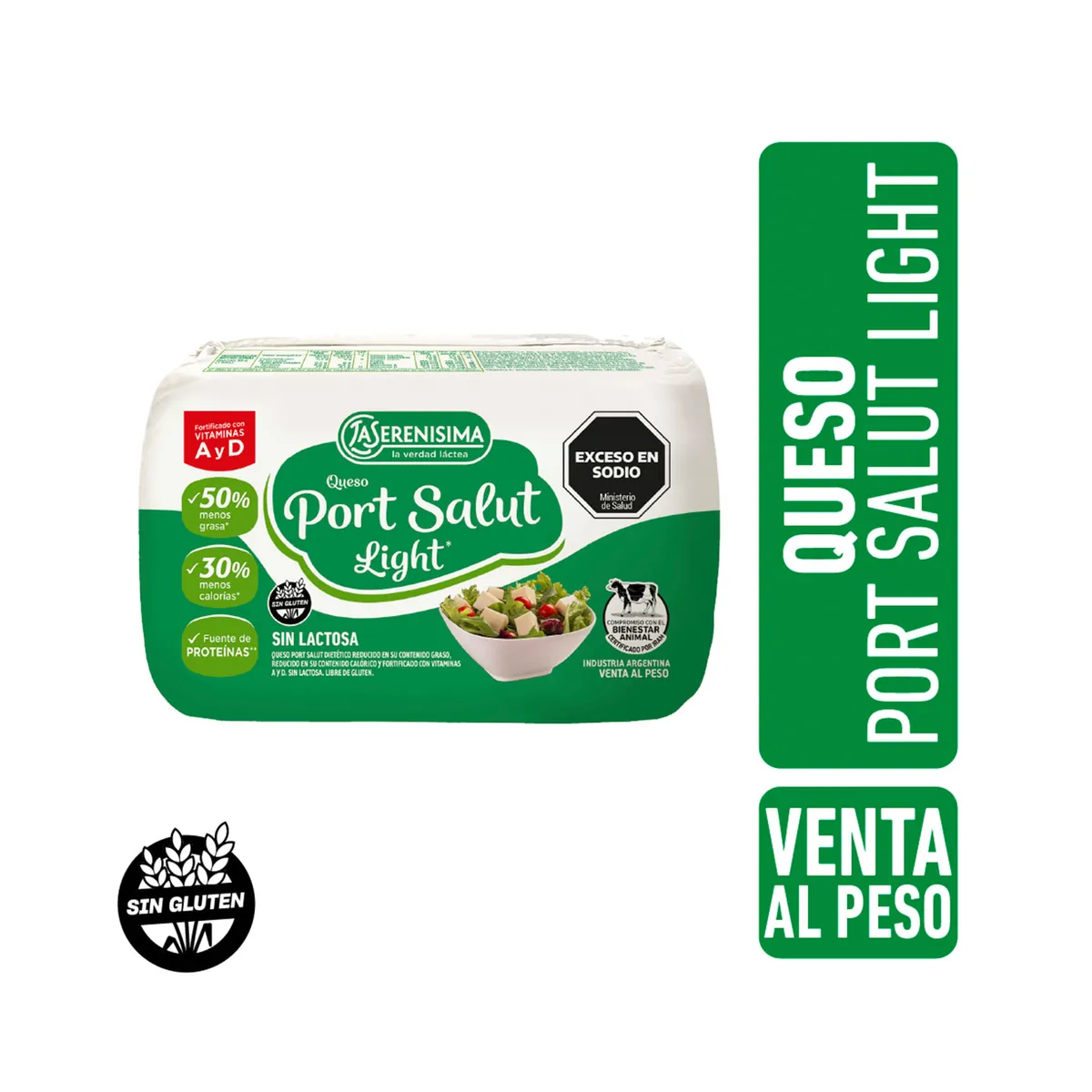 Queso port salut light La Serenísima sin lactosa x kg.