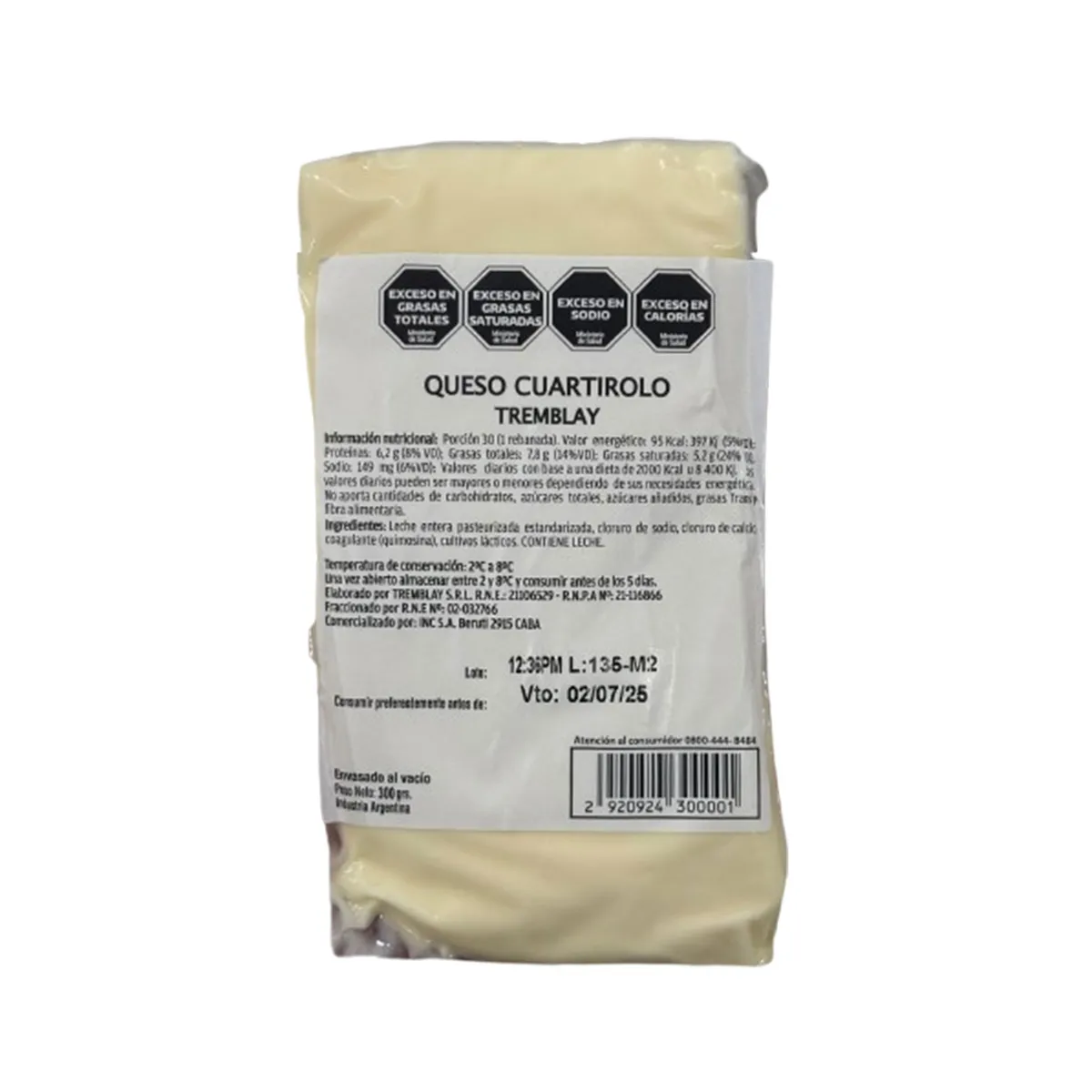 Queso cuartirolo Tremblay 300 g.