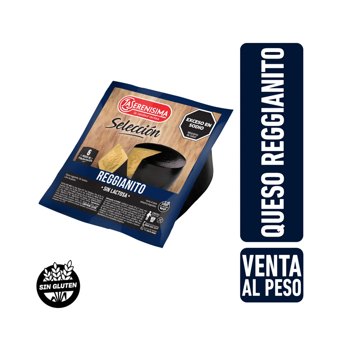 Queso La Serenísima reggianito sin lactosa x kg.