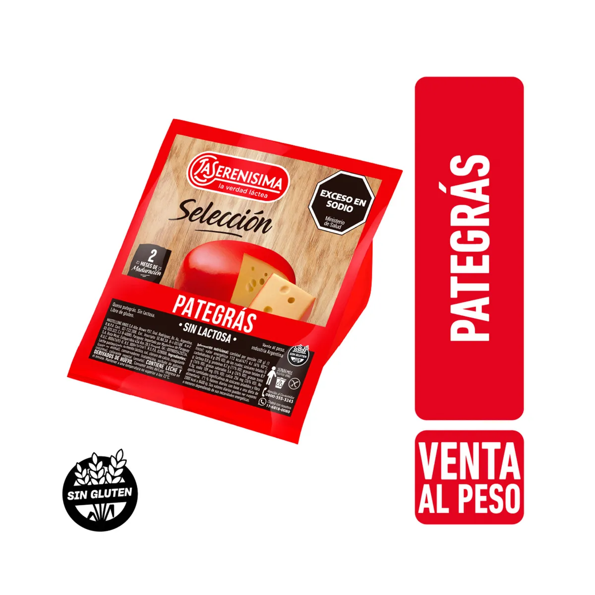 Queso La Serenísima pategras sin lactosa x kg.