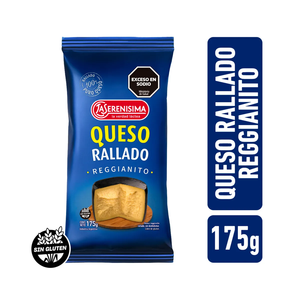 Queso rallado La Serenísima reggianito flow pack 175 g.
