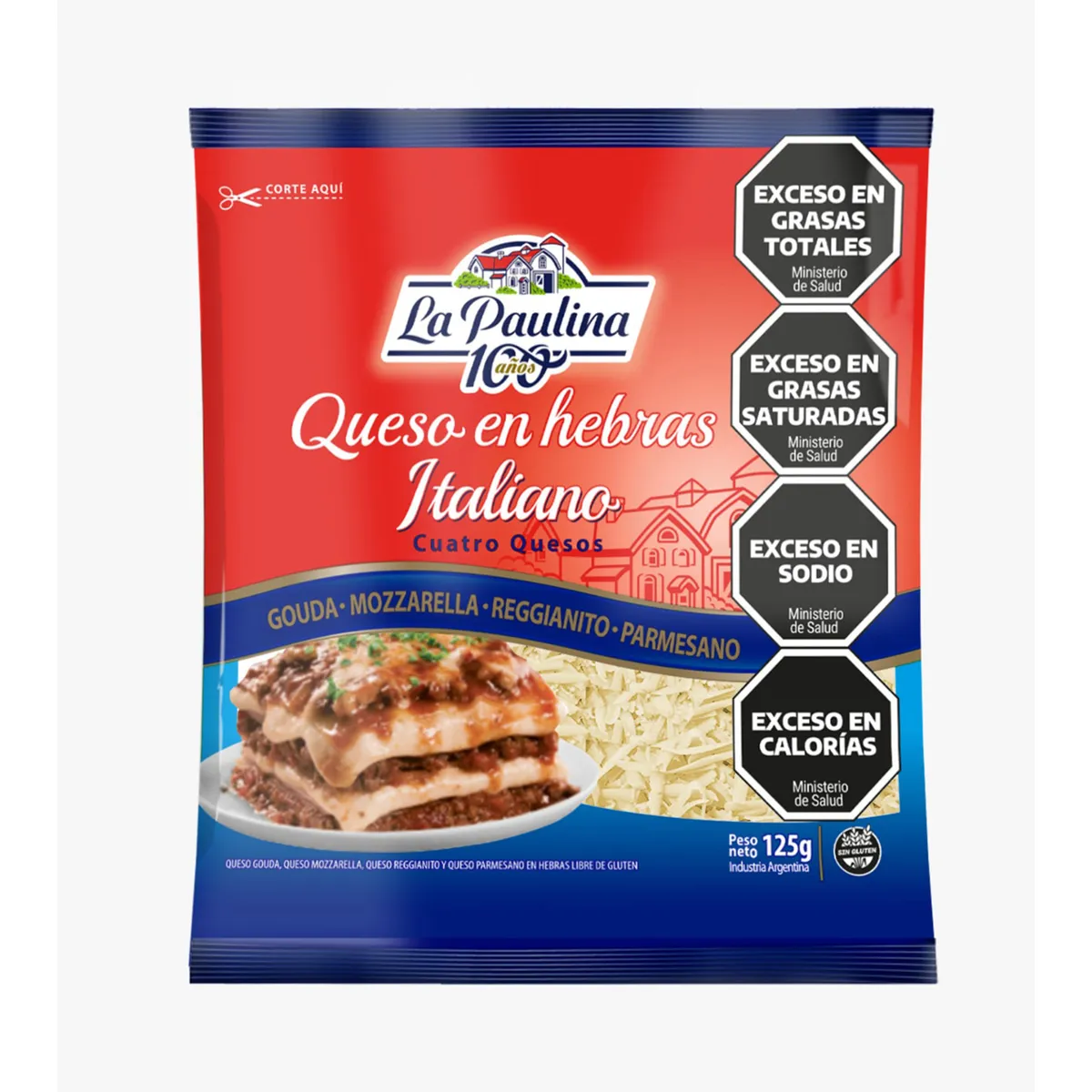 Queso en hebras italiano La Paulina fp 125 g.
