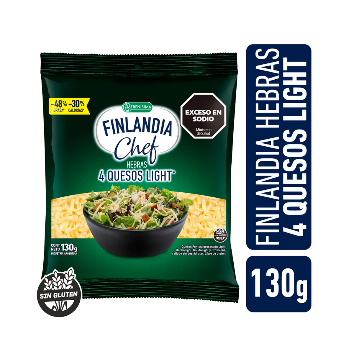 Queso en hebras Finlandia Chef 4 quesos light 130 g.
