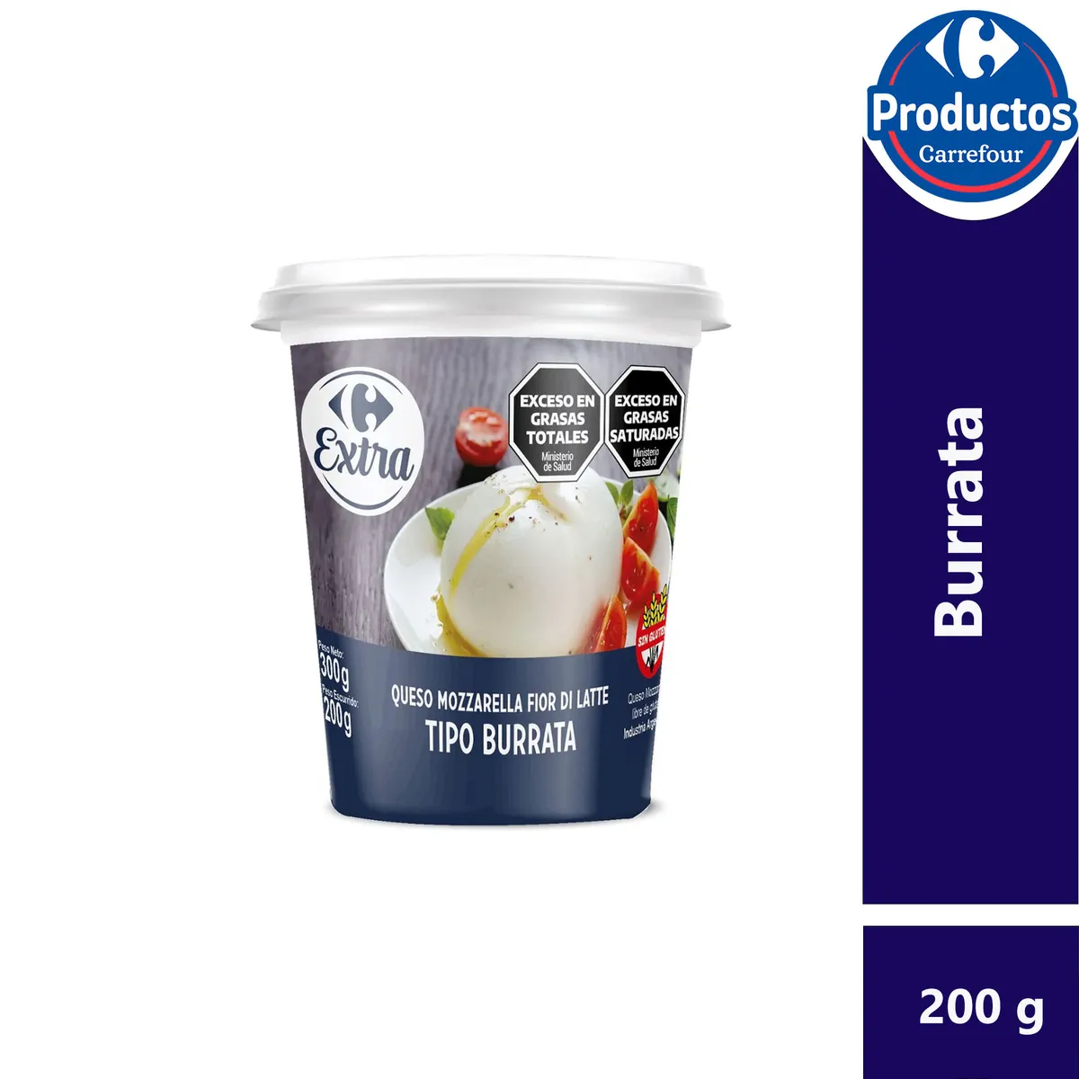 Queso mozzarella fior di late burrata Carrefour Extra 200 grs