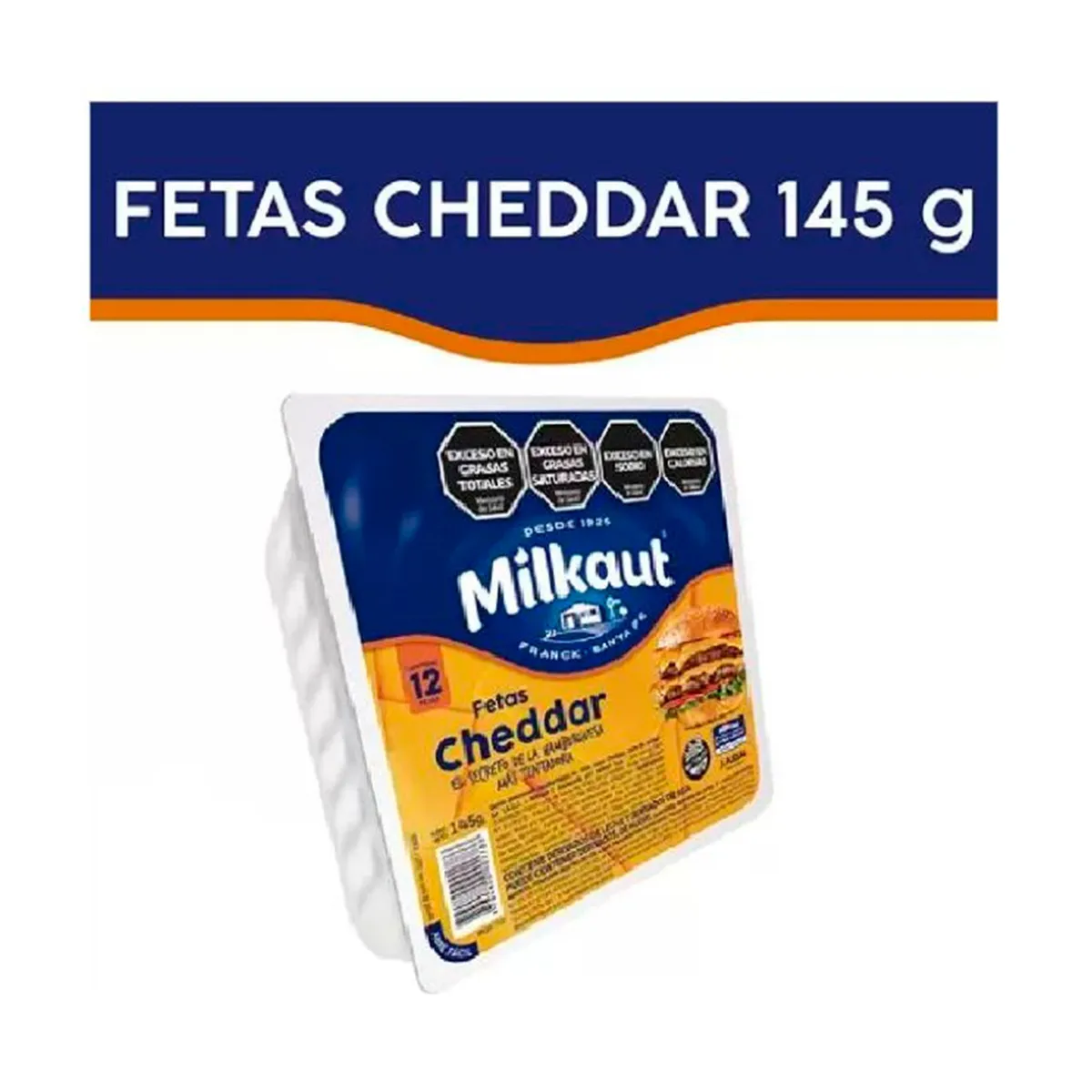 Queso cheddar en fetas Milkaut blister 145 g.