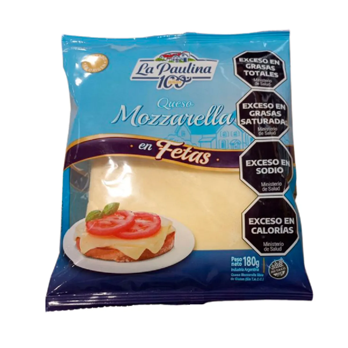 Queso mozzarella La Paulina en fetas 180 g.