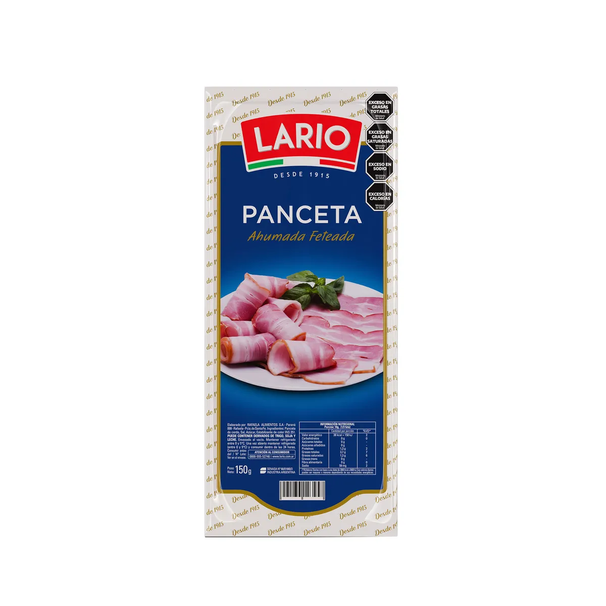 Panceta feteada Lario ahumada 150 g.