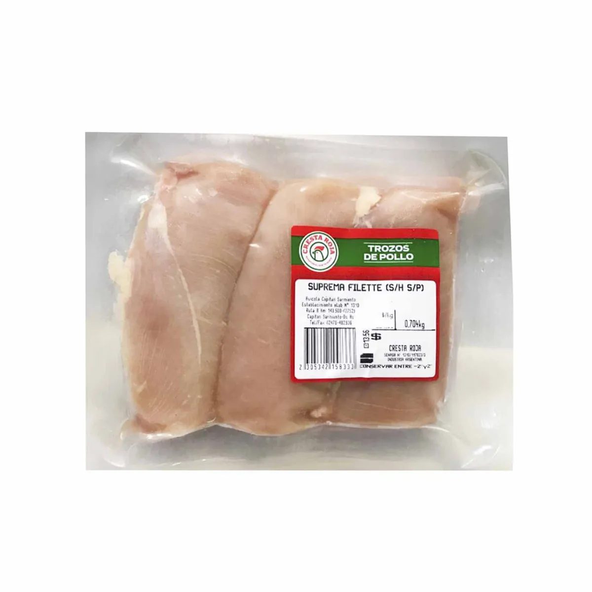 Suprema filette de pollo al vacío Cresta Roja x kg.