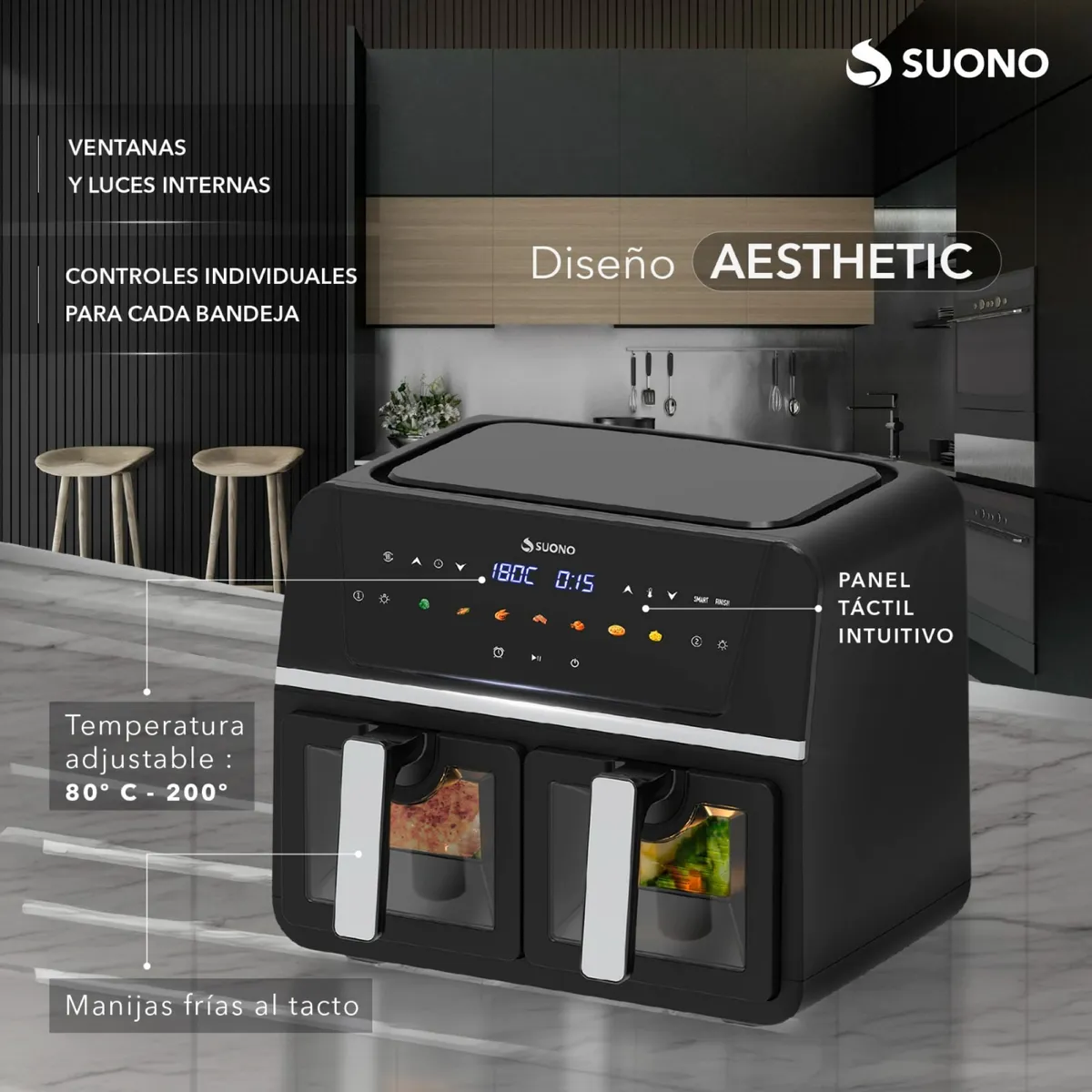 Airfryer Suono 9l digital doble ventana hog0199