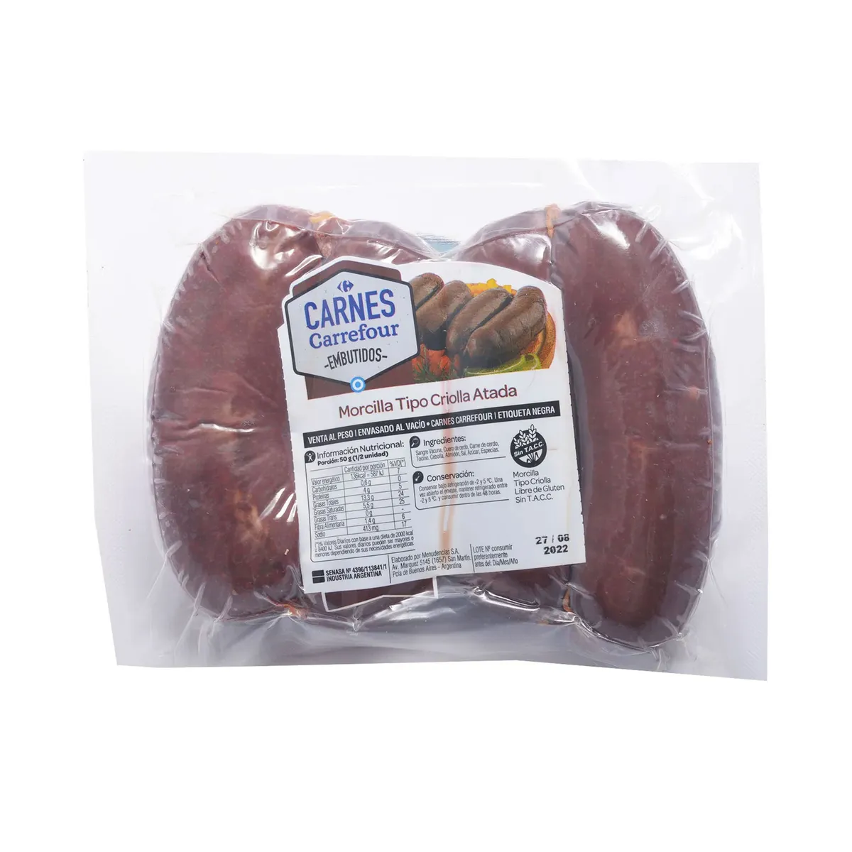 Morcilla atada Carrefour envasada al vacio 2 uni