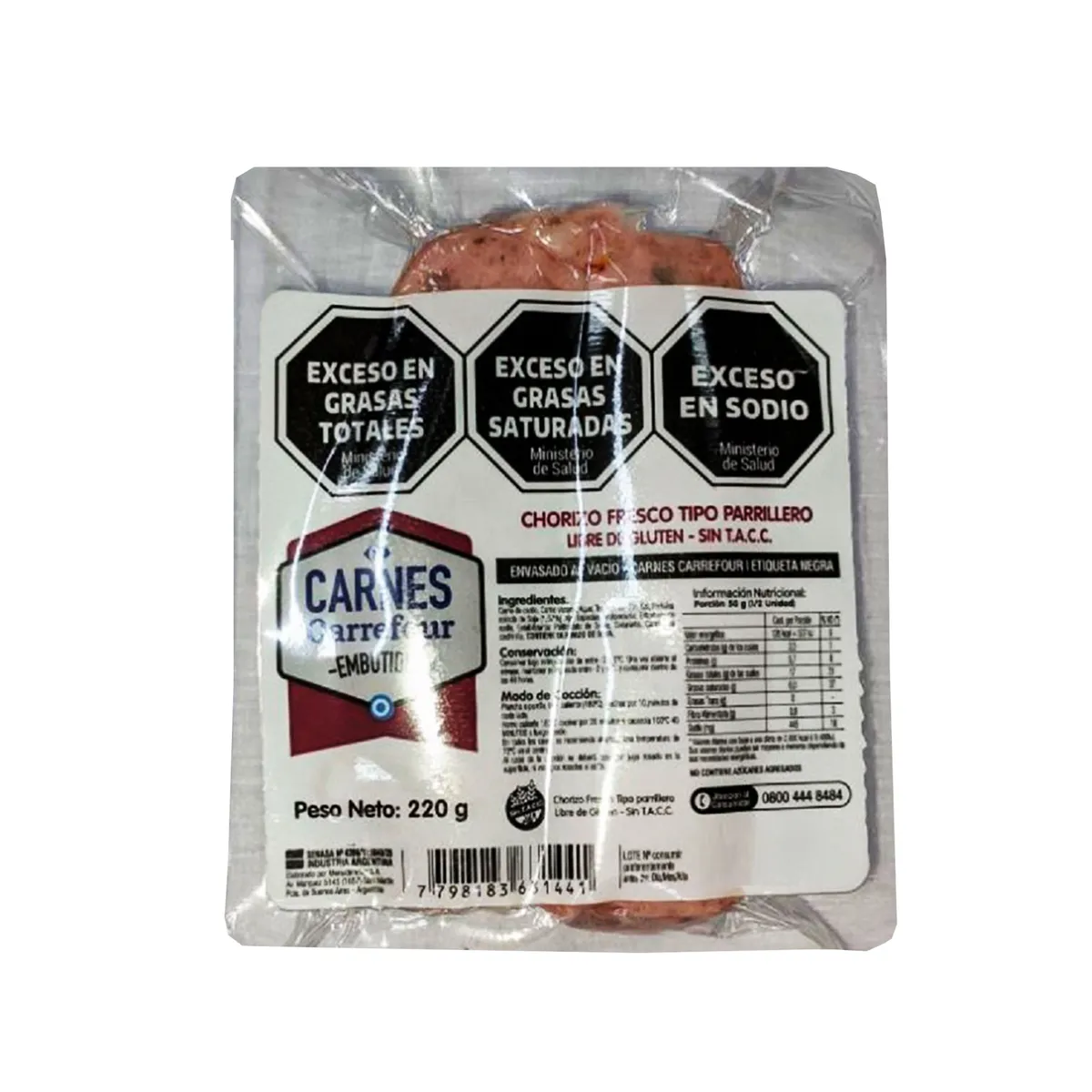 Chorizo parrillero Carrefour  220 g x 2 uni