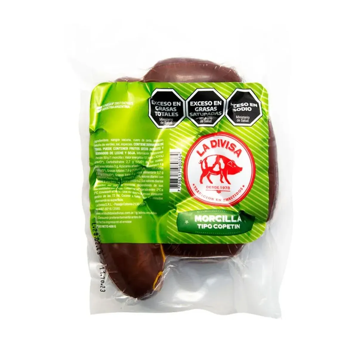 Morcilla copetín al vacio La Divisa 400 g.