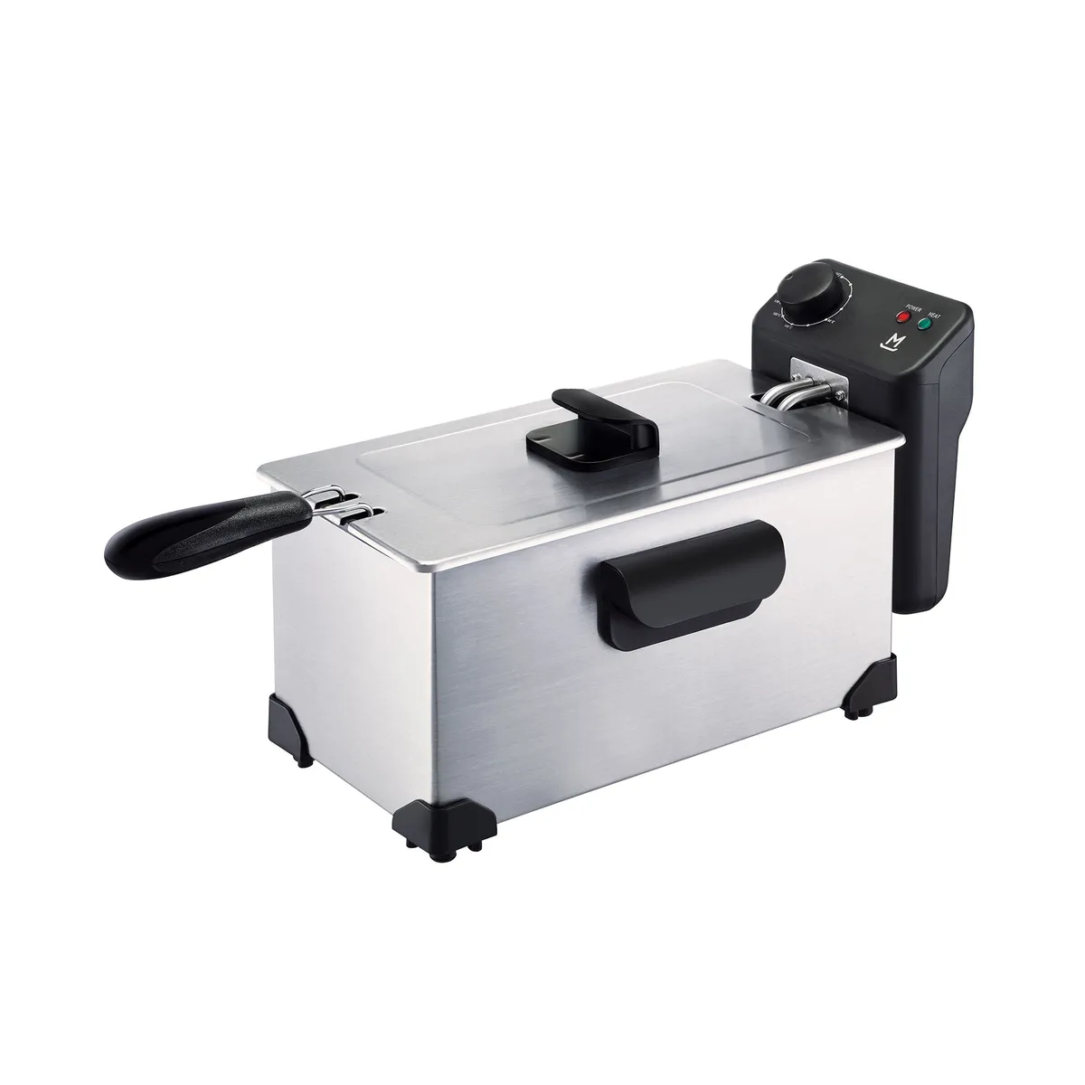 Freidora con aceite Mandine 3 lts MDF30- negra e inox