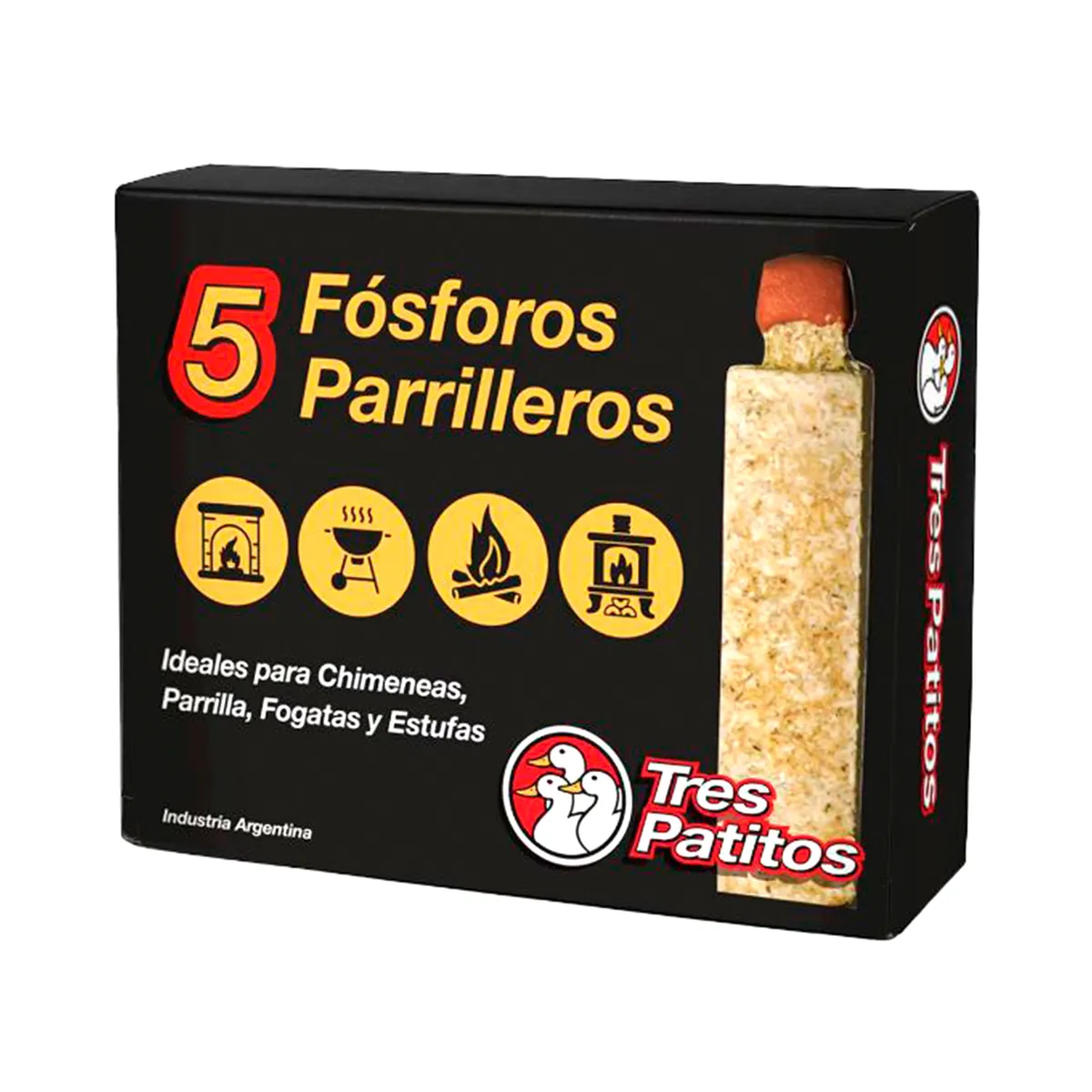 Fósforo parrillero Tres Patitos x 5 uni