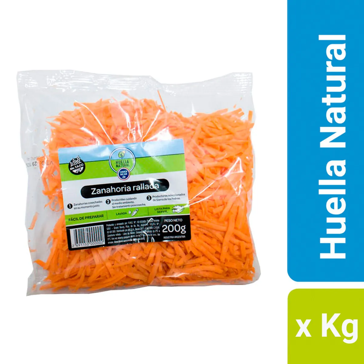 Zanahoria rallada Huella Natural 200 g.