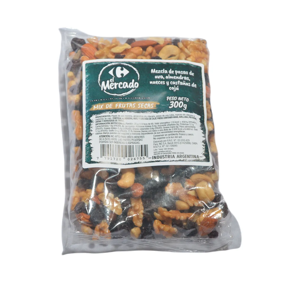 Mix de frutas secas El Mercado 300 g.