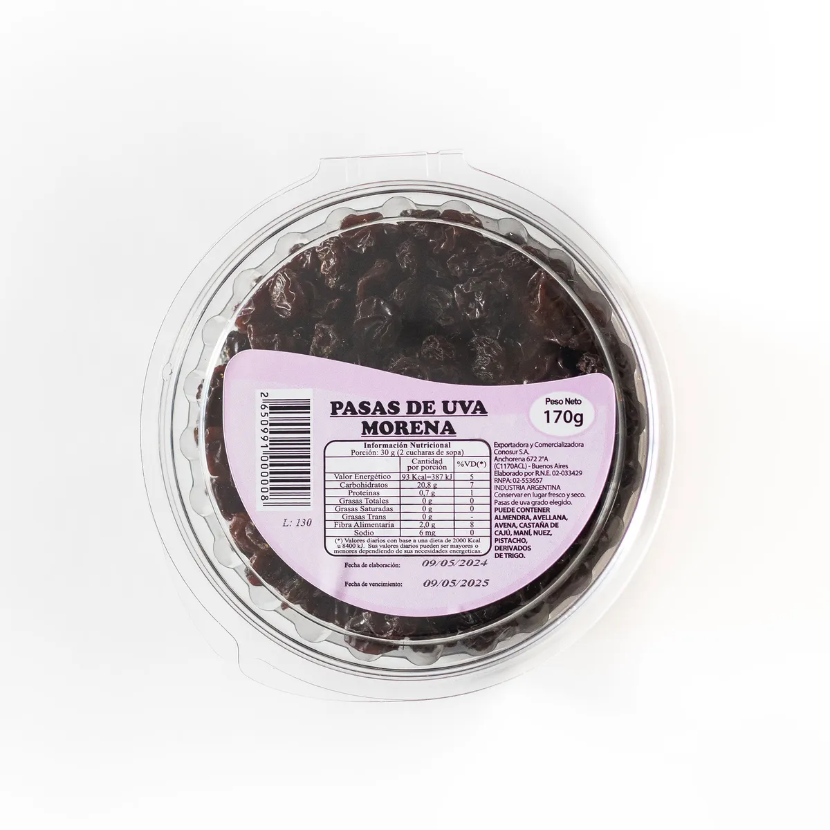 Pasas de uva 170 g.