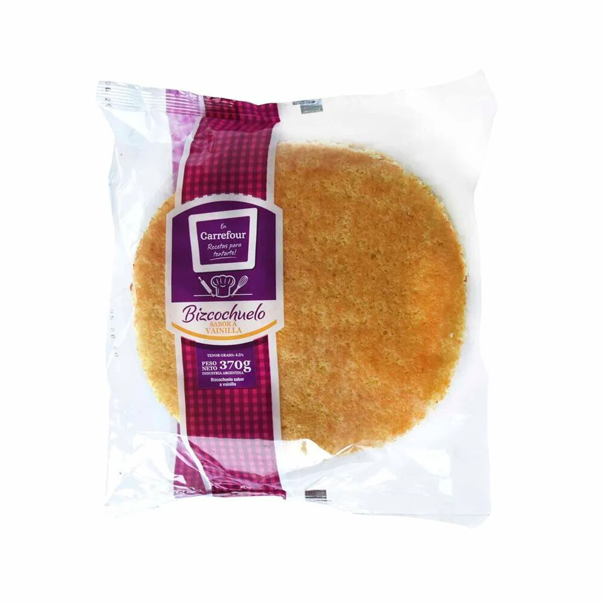 Bizcochuelo Carrefour 3 capas vainilla 370 g.