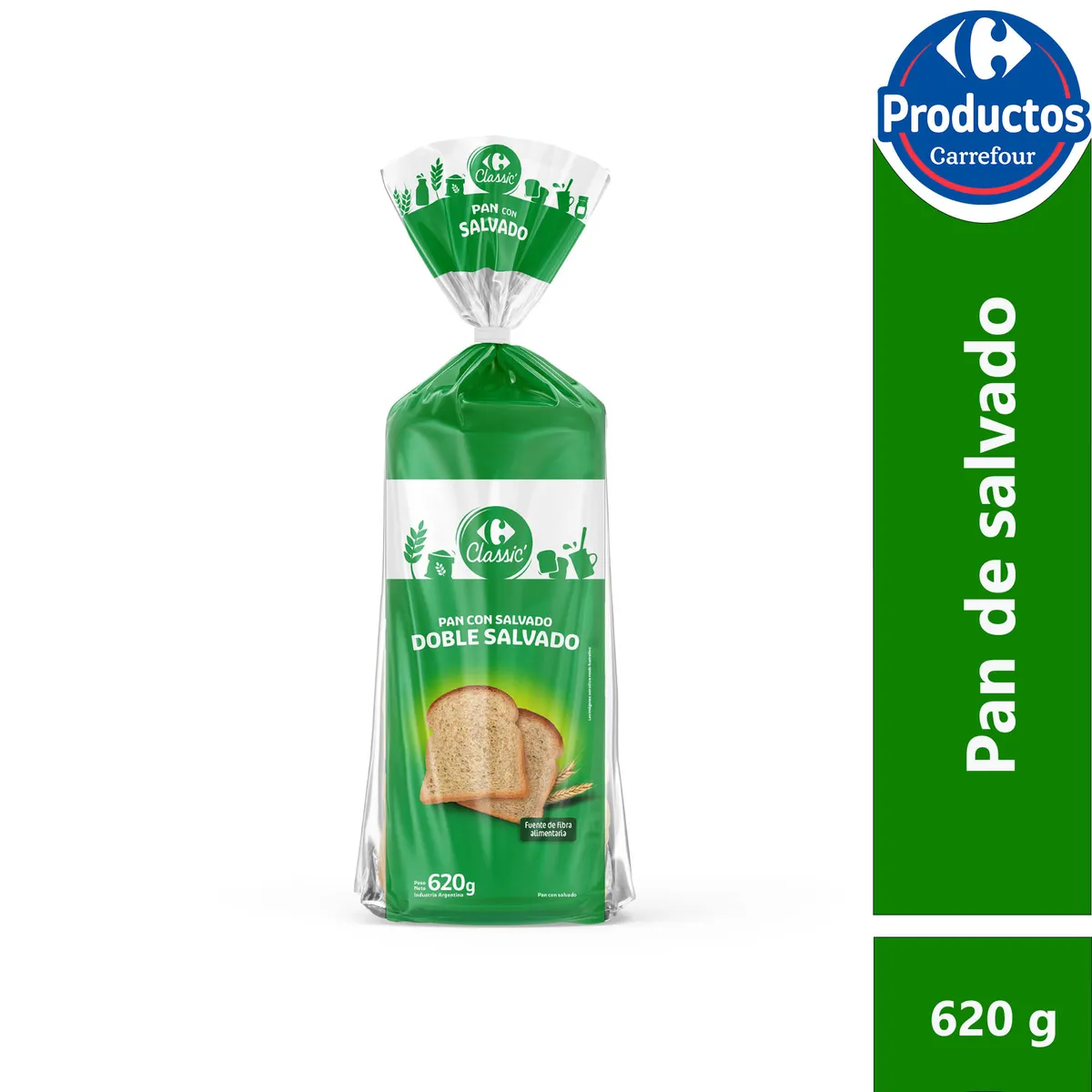 Pan de mesa Carrefour classic con salvado 620 g.