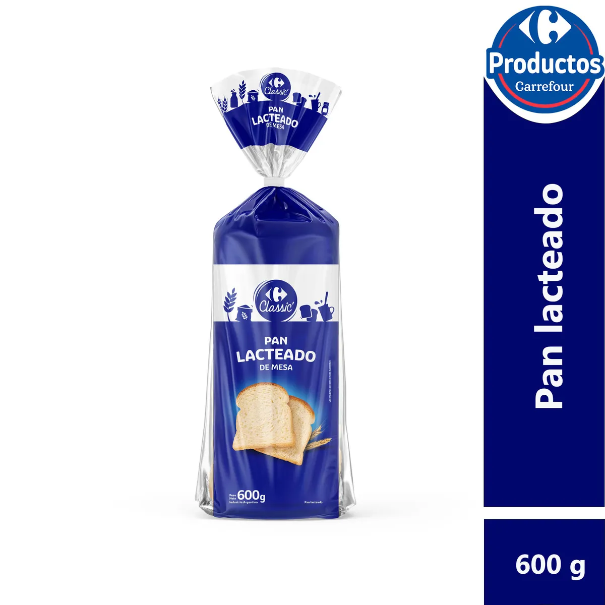Pan de mesa Carrefour classic blanco lacteado 600 g.