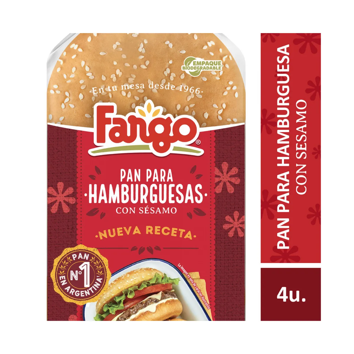 Pan para hamburguesa con sésamo Fargo 4 uni