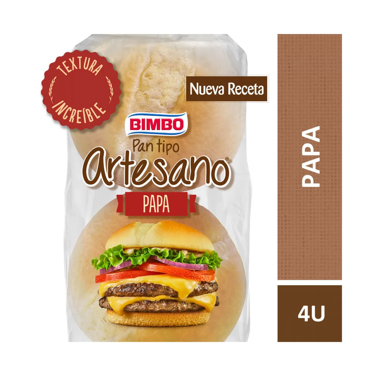 Pan de papa de hamburguesa Bimbo Artesano 4 uni