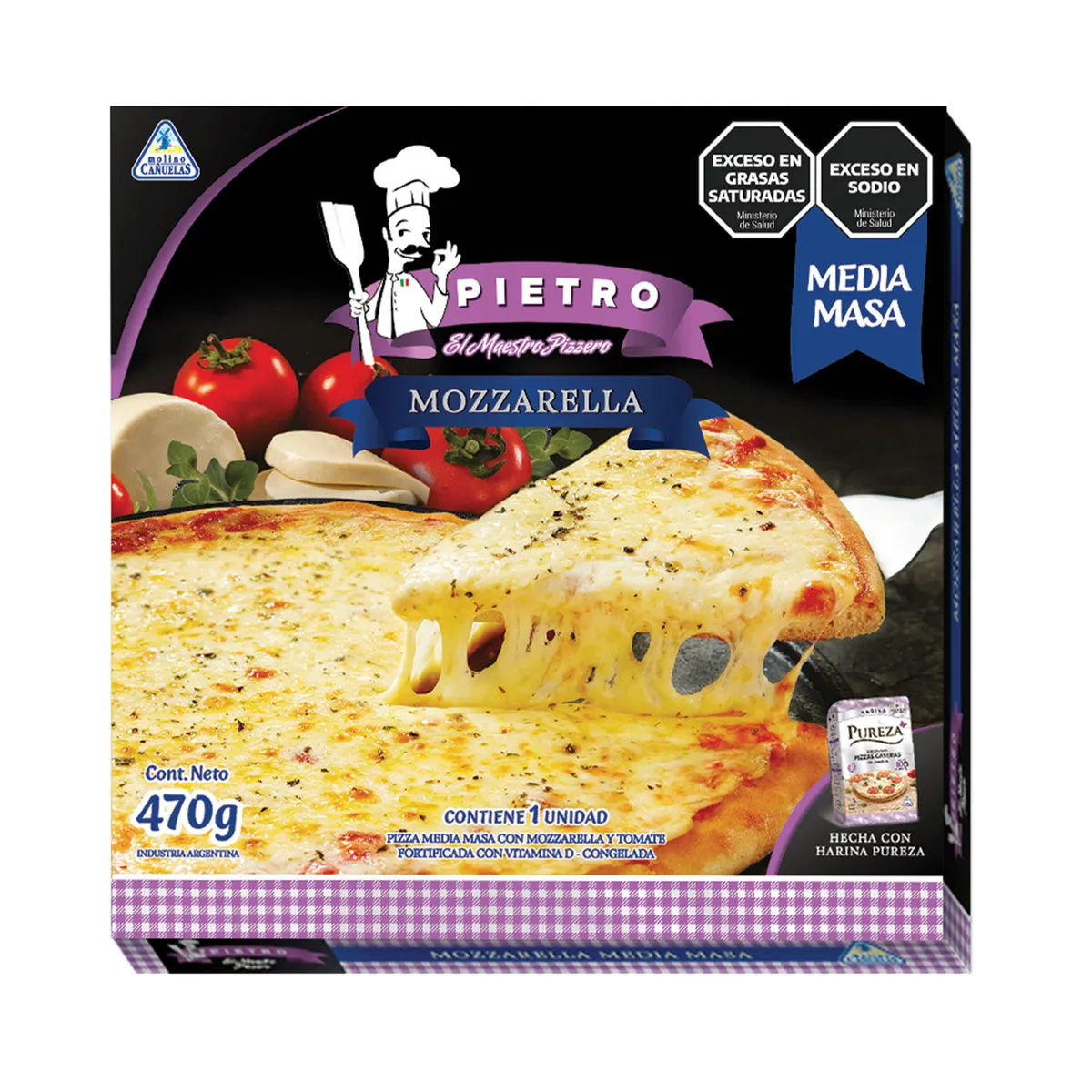 Pizza Pietro de mozzarella 470 g.