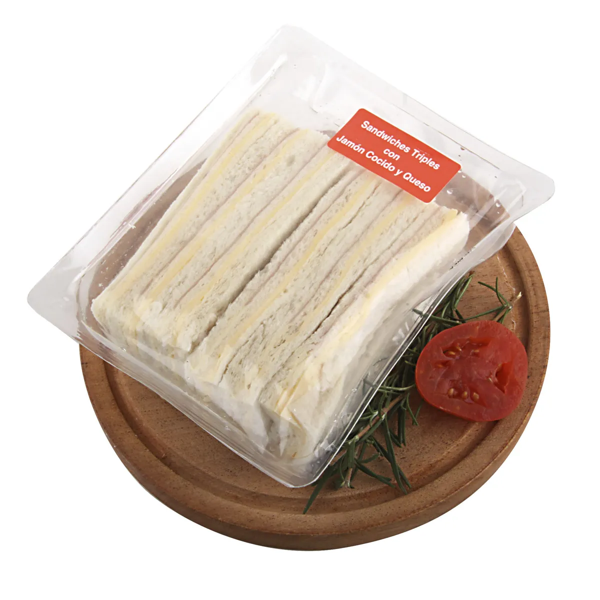 Sandwiches de miga triple jamón y queso 6 u.