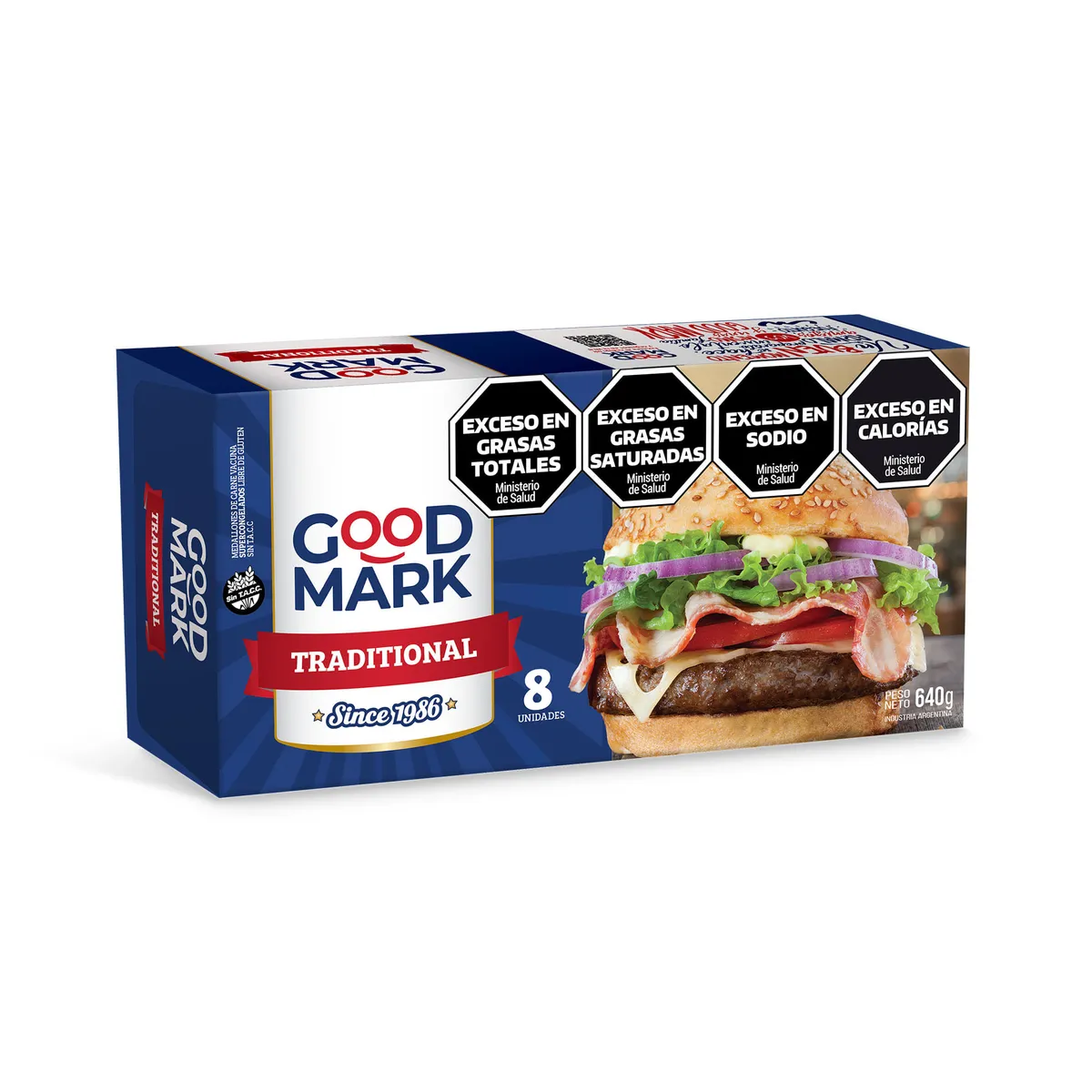 Medallón de carne sin tacc Good mark tradicional en caja 8 uni