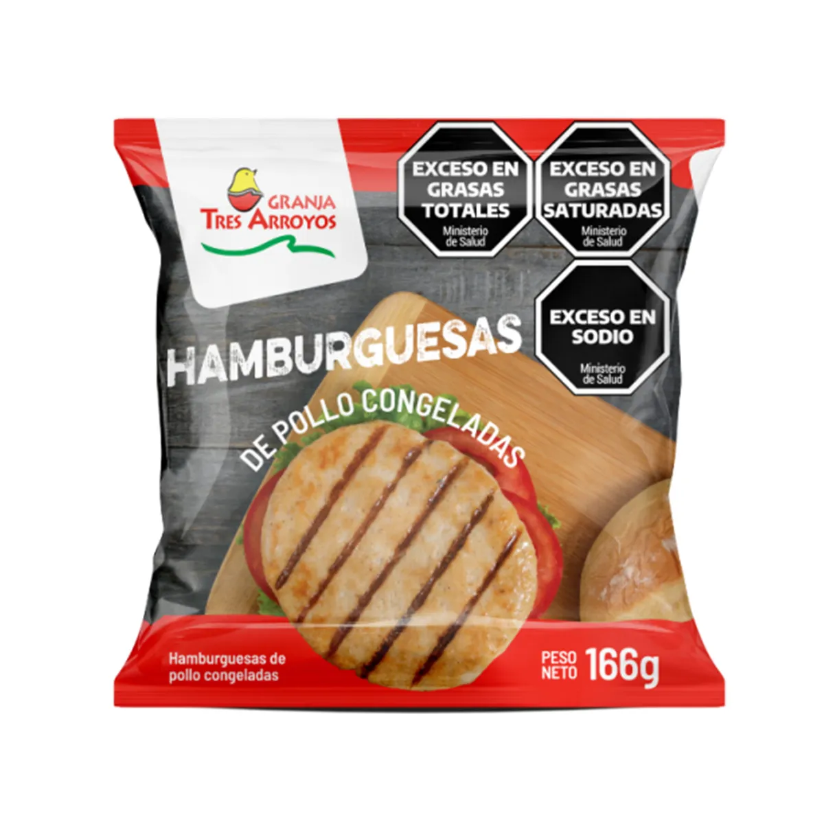 Hamburguesas de pollo Granja tres Arroyos 166 g.