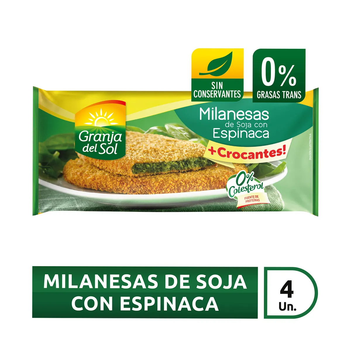 Milanesa Granja del sol de soja espinaca 4 uni