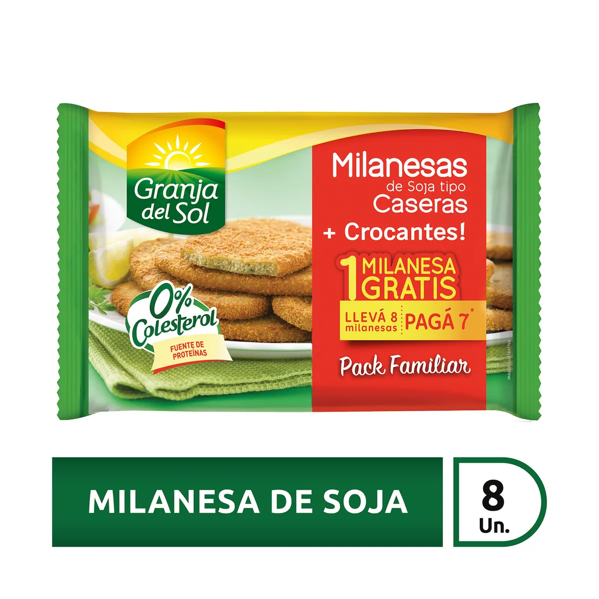 Milanesa Granja del sol de soja tipo casera 8 uni