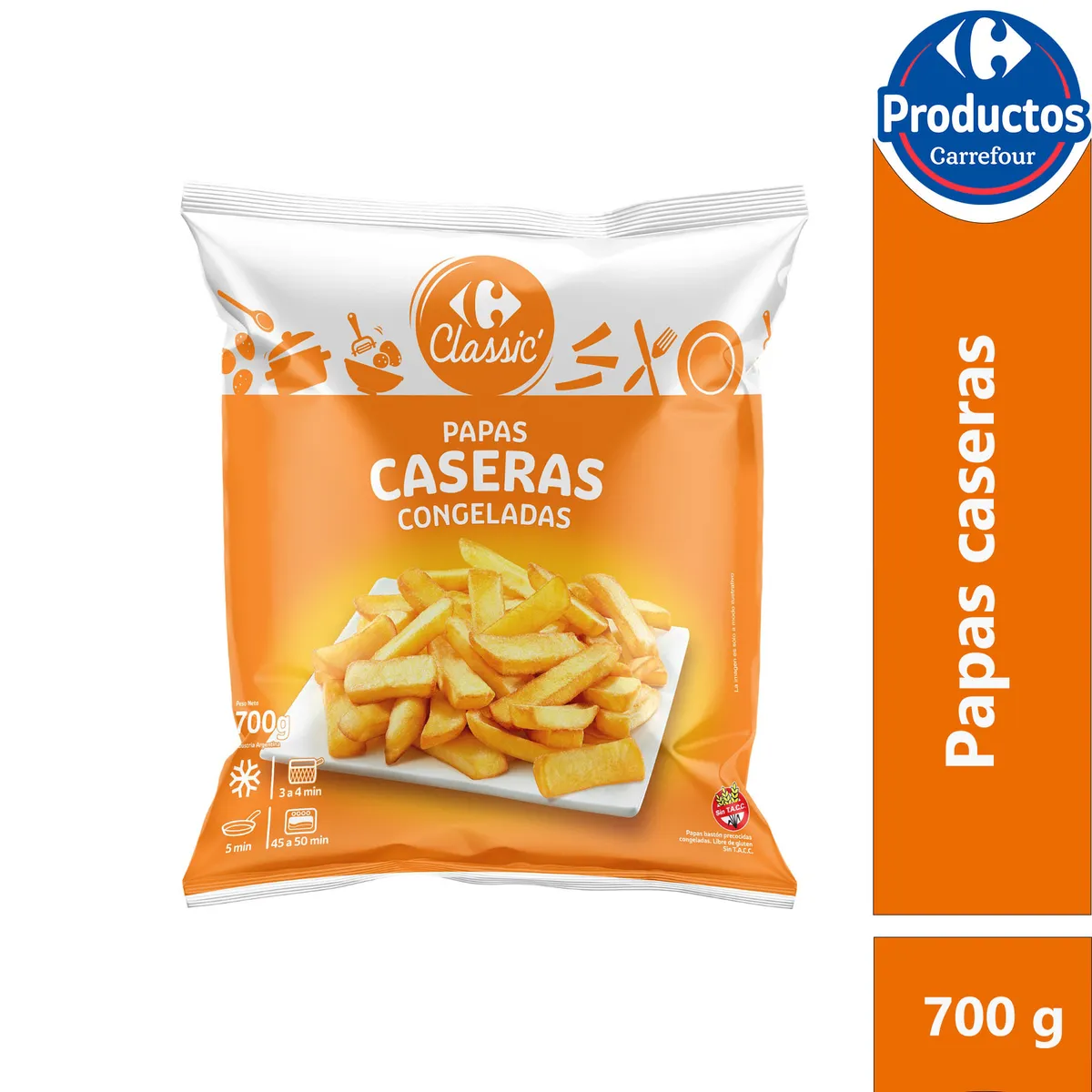 Papas baston caseras Carrefour classic 700 g.