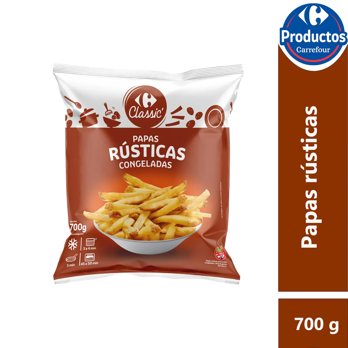 Papas rústicas Carrefour classic 700 g.