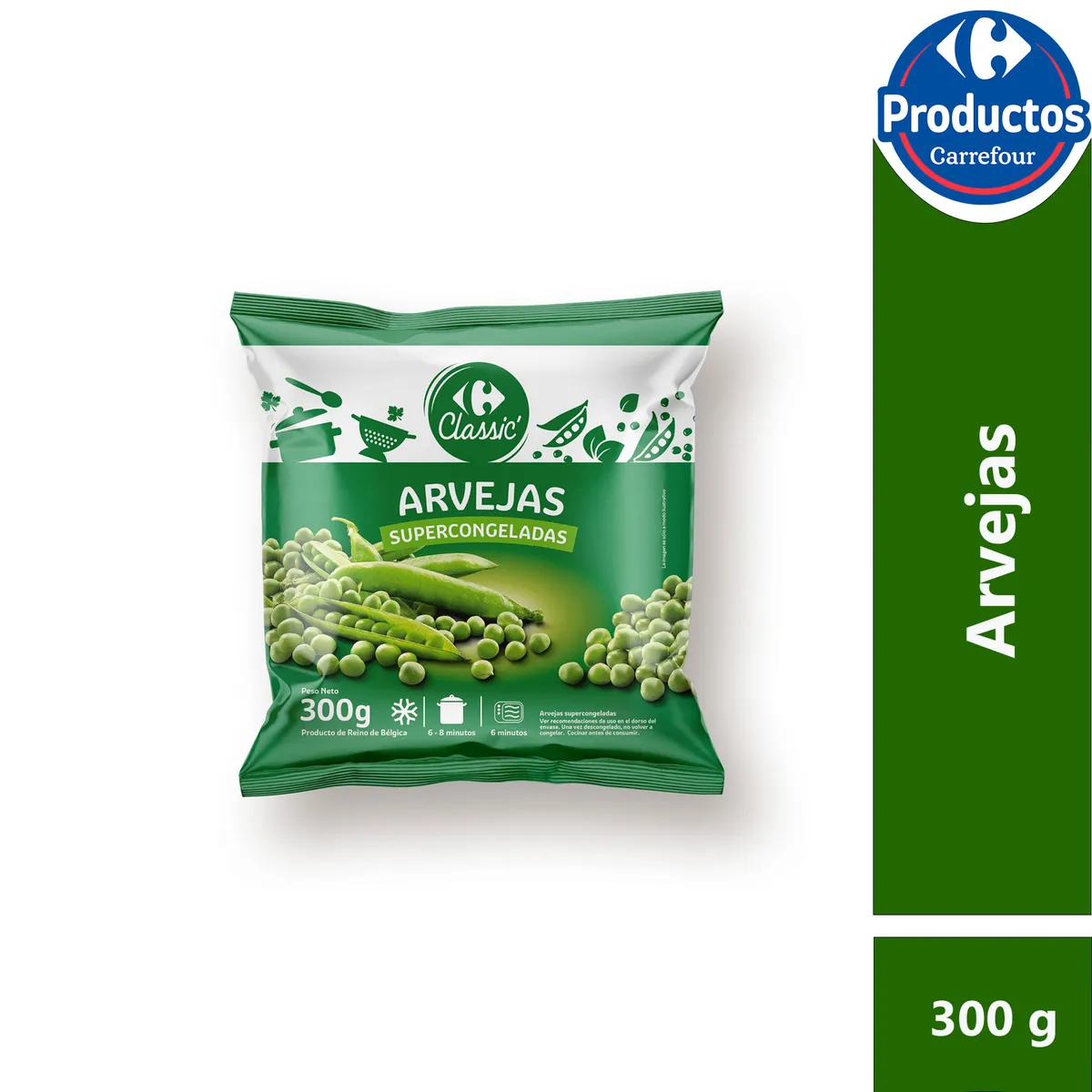 Arvejas congeladas Carrefour Classic 300 g.