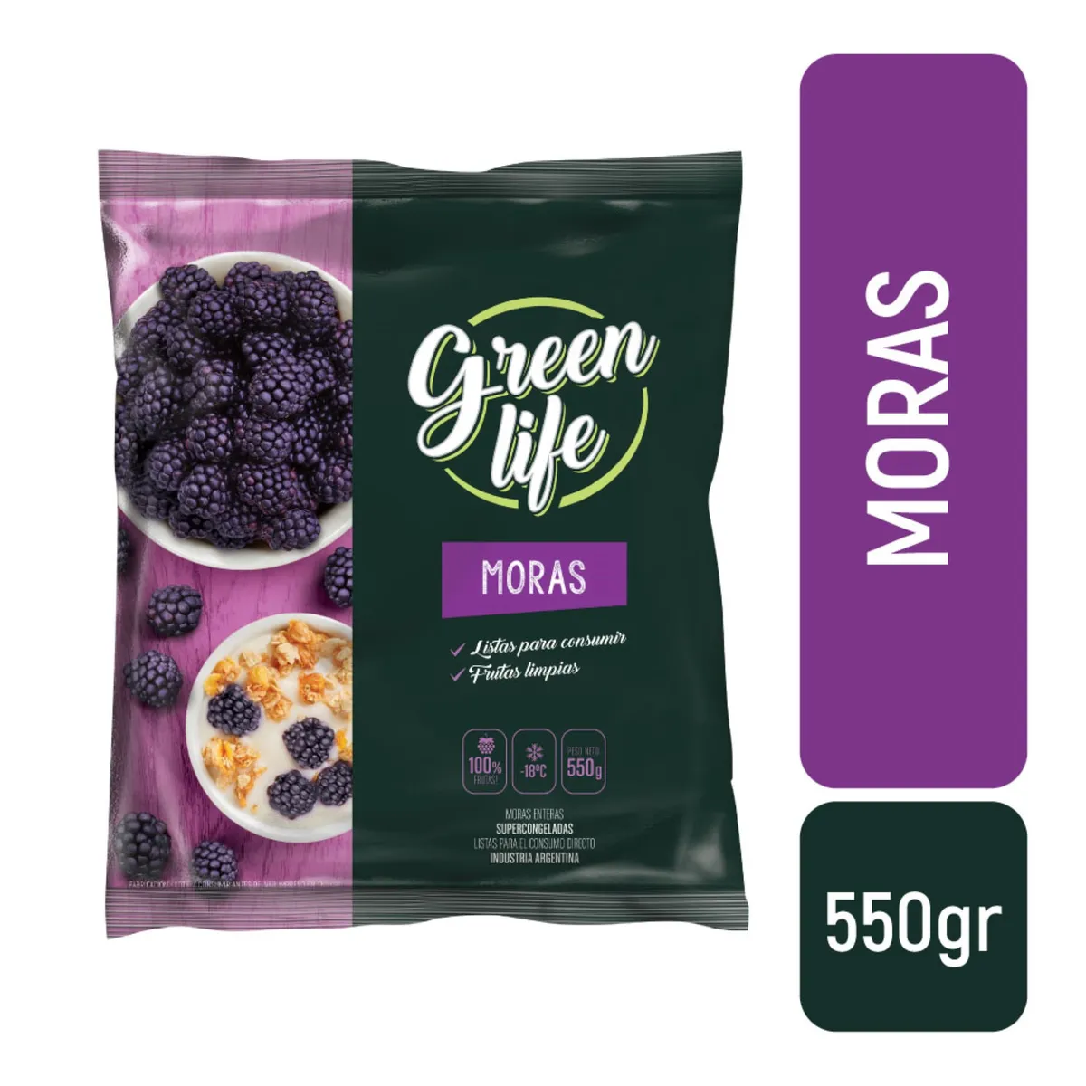 Moras (congeladas) Green Life flow pack 550 g.