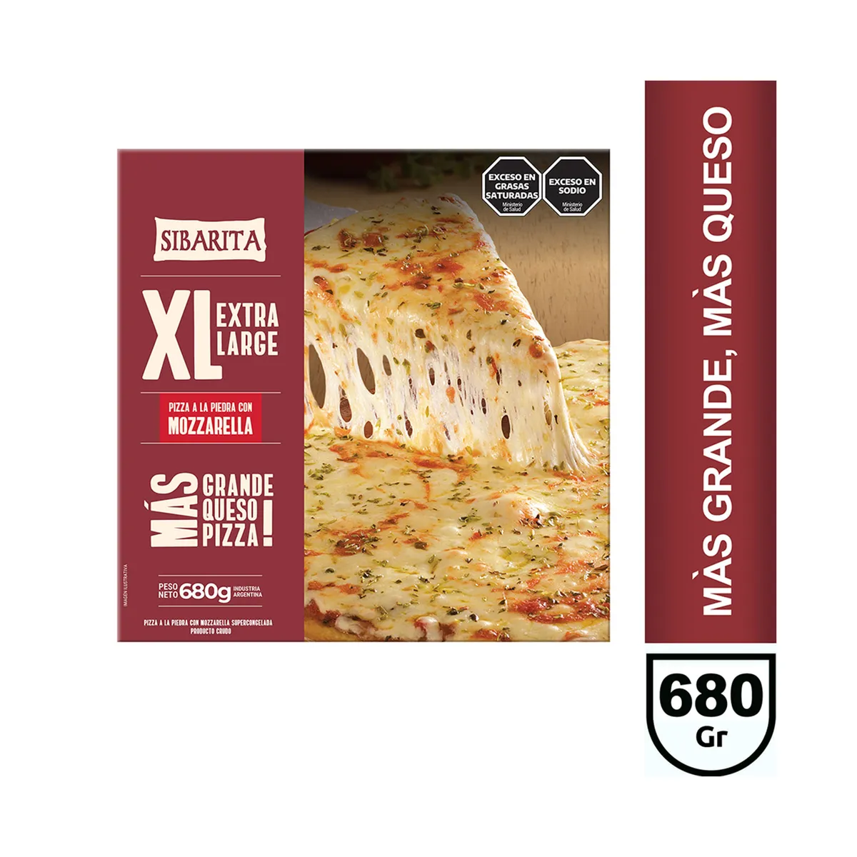 Pizza xl de muzzarella Sibarita en caja 680 grs