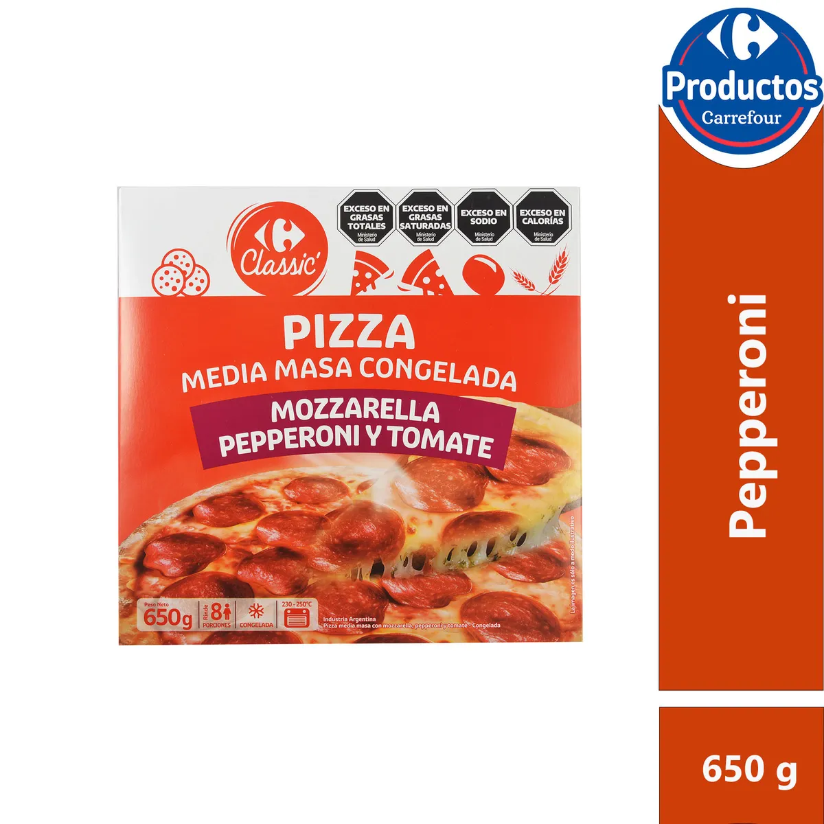 Pizza de pepperoni Carrefour Classic 650 grs