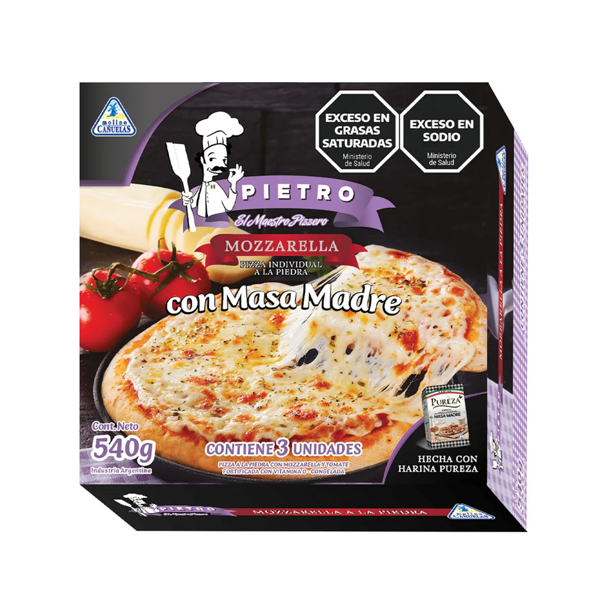 Pizza mozarella individual Pietro de masa madre 3 uni