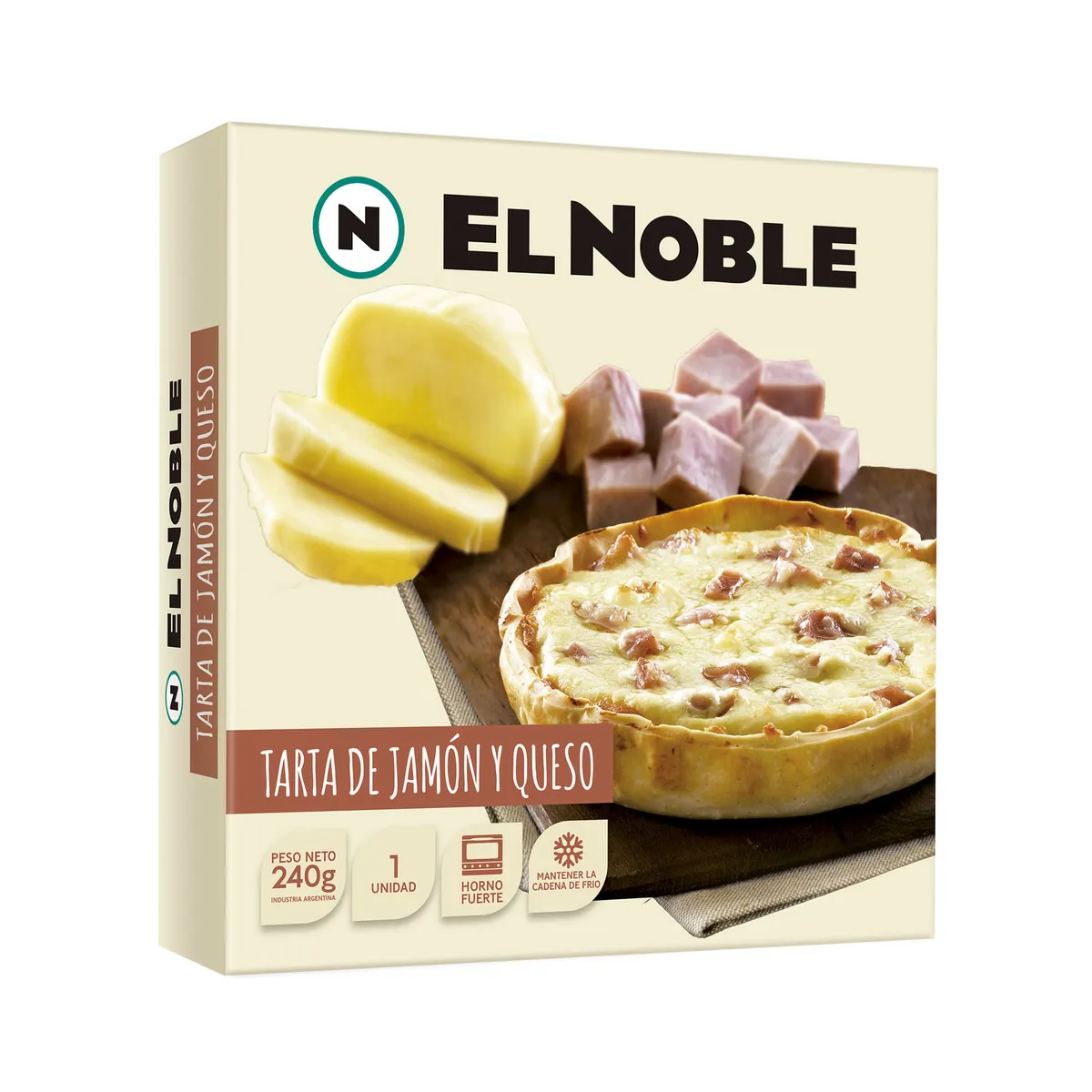 Tarta El Noble de jamón y queso 240 g.
