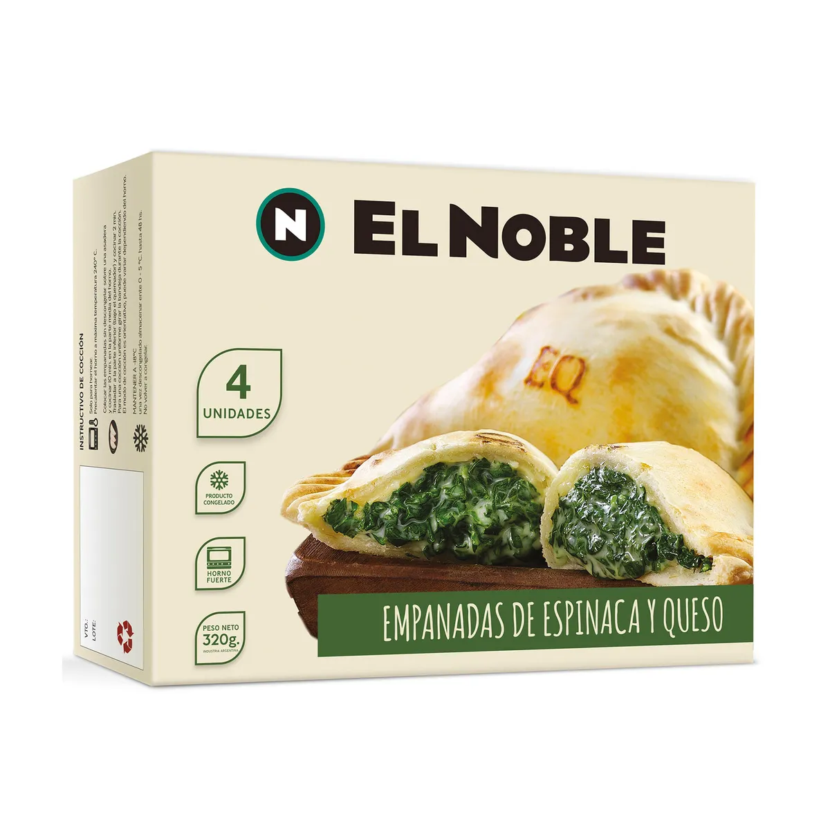 Empanadas El Noble espinaca y queso 4 u.