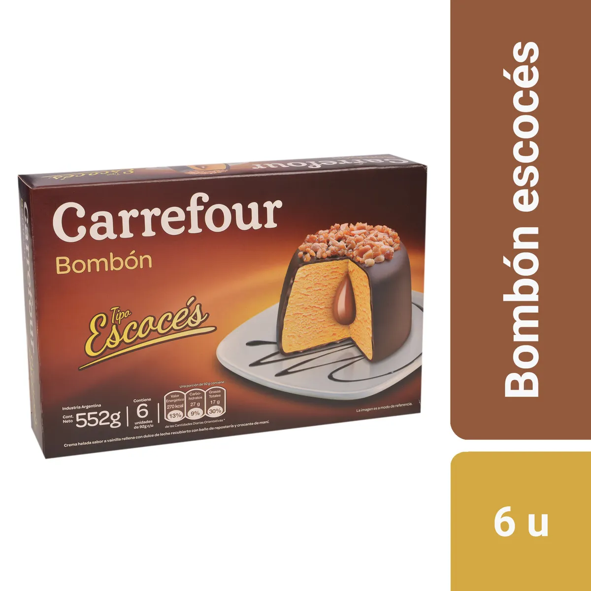 Helado Carrefour bombón escoces 552 g.