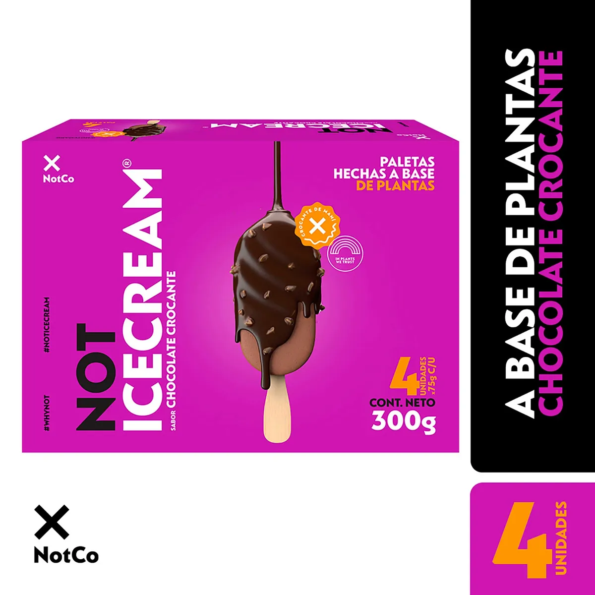 Paletas heladas de chocolate crocante NotIceCream® 4 x 240 g.