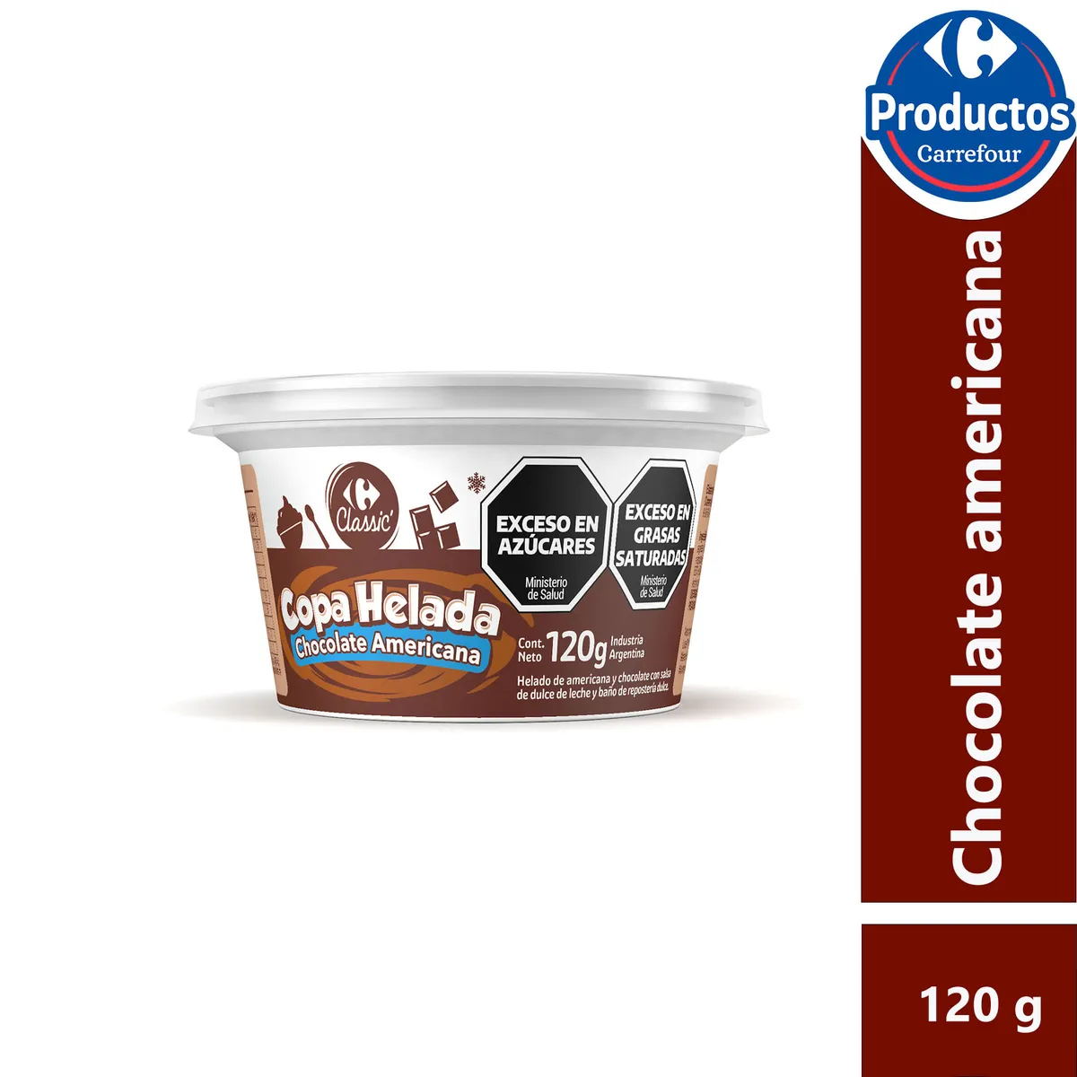 Copa helada Carrefour Classic de choco y crema 120 g.