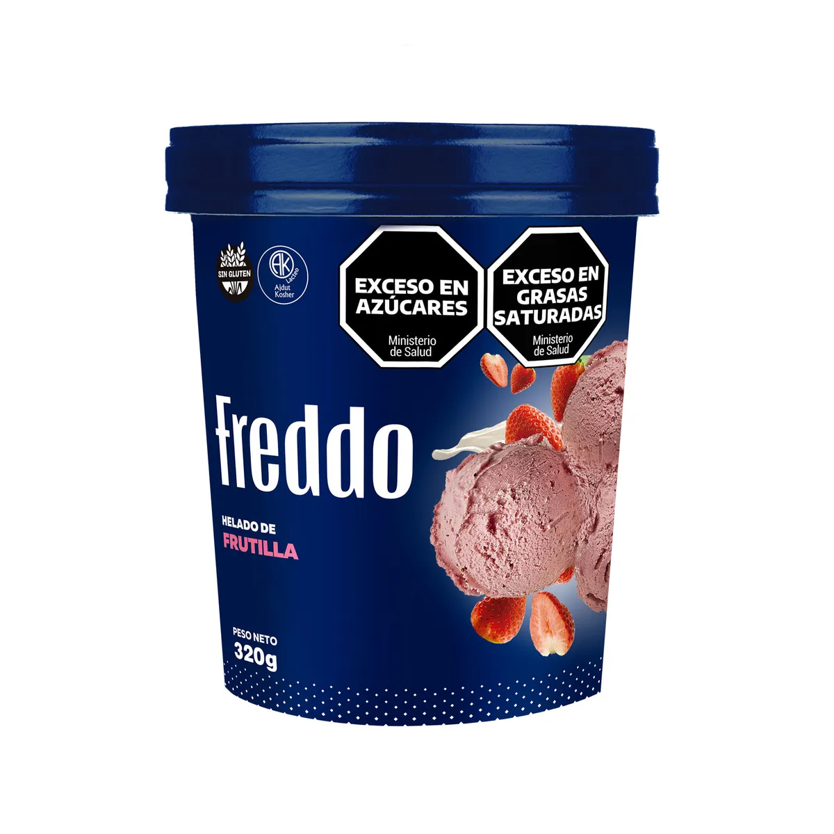 Helado de frutilla Freddo en pote 320 grs