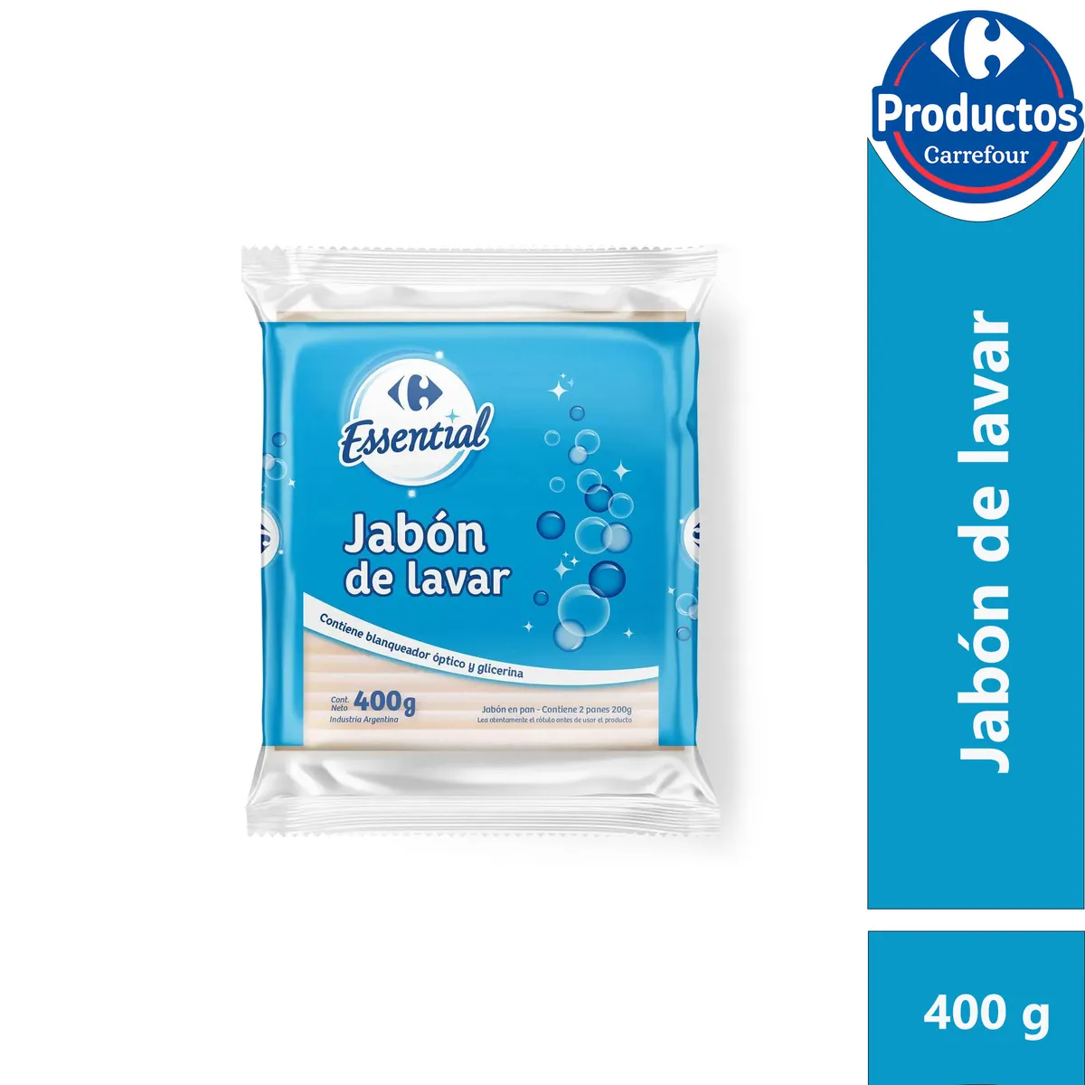 Jabón en pan Carrefour Essential 2 u. x 200 grs