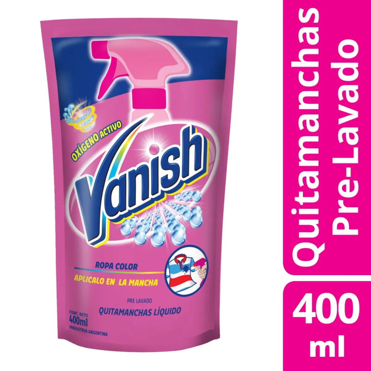 Quitamanchas Vanish prelavado rosa 400 ml.